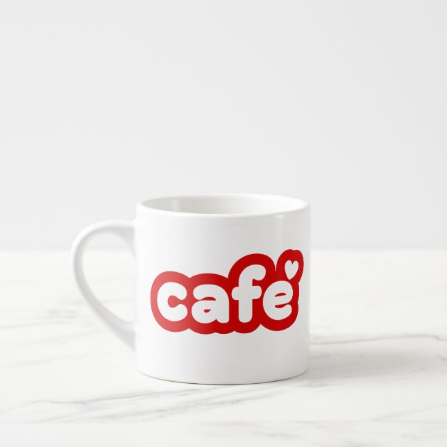 Red Espresso "Café" Mug avec Coeur Détails (Gauche)