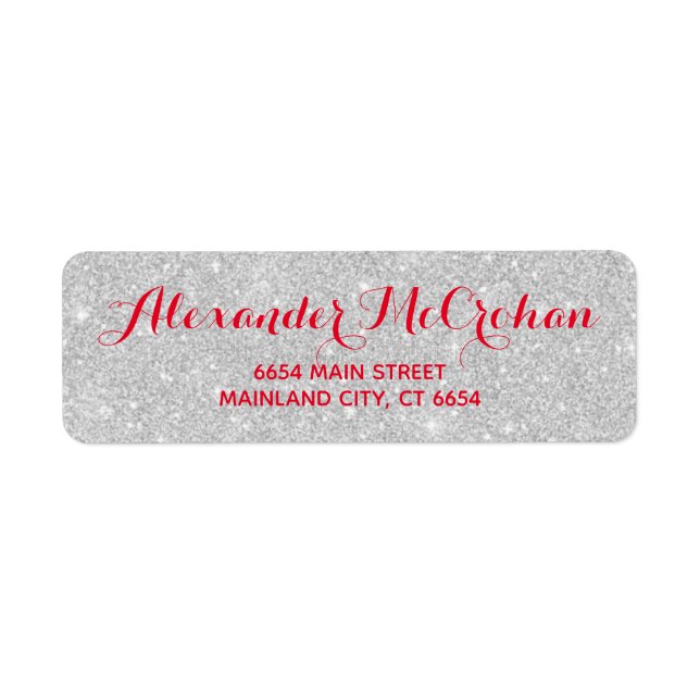 Red et Faux Silver Parties scintillant Adresse de  (Devant)