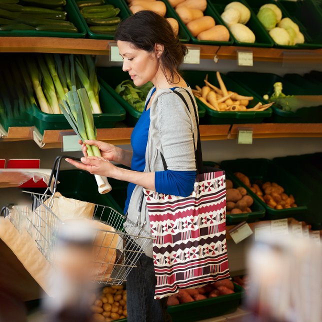Red ethnic aztec tote bag (Creator Uploaded)