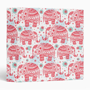 Red Ethnic Elephant Pattern Binder