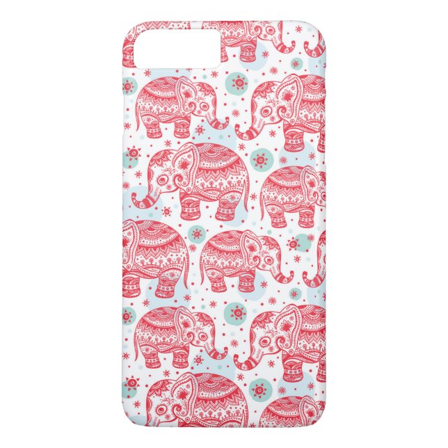 Red Ethnic Elephant Pattern Case-Mate iPhone Case (Back)