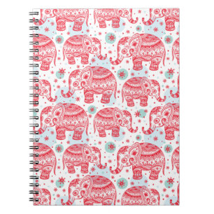 Red Ethnic Elephant Pattern Notebook