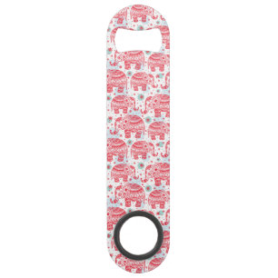Red Ethnic Elephant Pattern Speed Bottle Opener