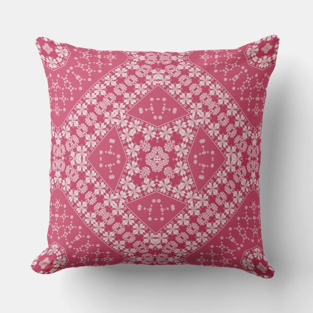 red ethnic ornament geometric pattern outdoor pillow (Front)