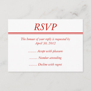 Red Event RSVP, Reply or Response Card