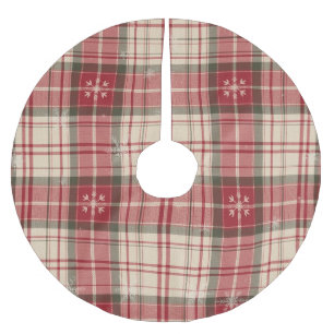 Red & Evergreen Tartan Christmas Plaid Brushed Polyester Tree Skirt