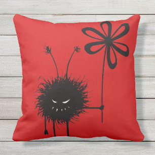 Red Evil Flower Bug Gothic Throw Pillow