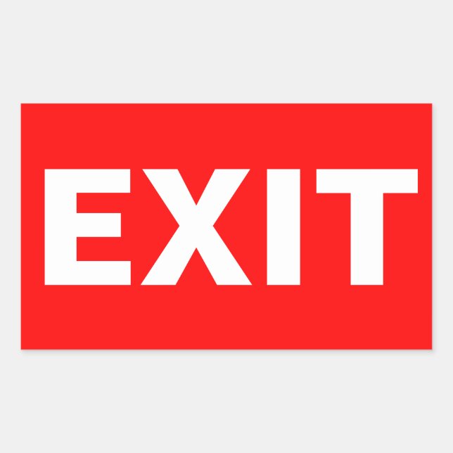 Red Exit Rectangular Sticker (Front)
