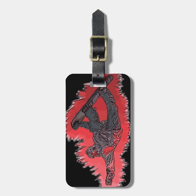 Red explosion snowboarder artistic luggage tag (Front Vertical)
