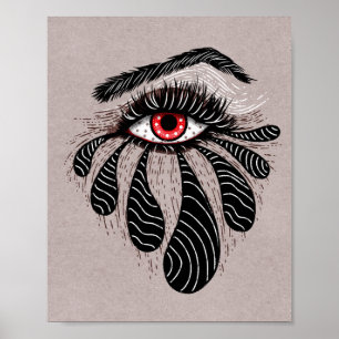 Red Eye Black Tears Gothic Poster