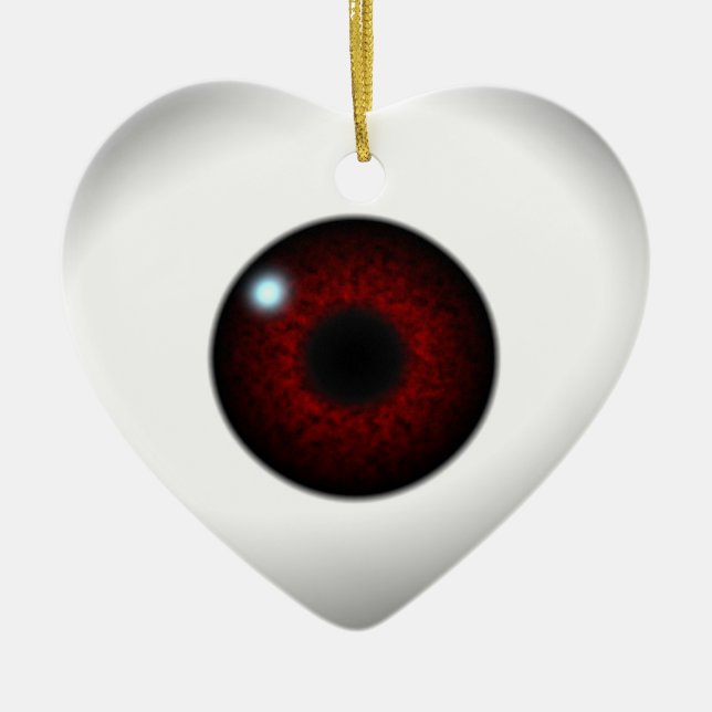red eye heart ceramic ornament (Front)