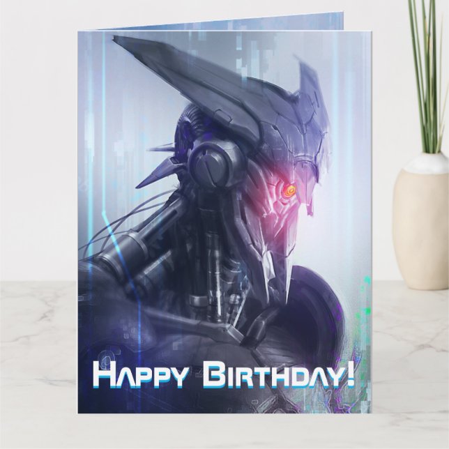 Red-Eye: Menacing Sci-Fi Dystopian Assasin Droid Card (Front)