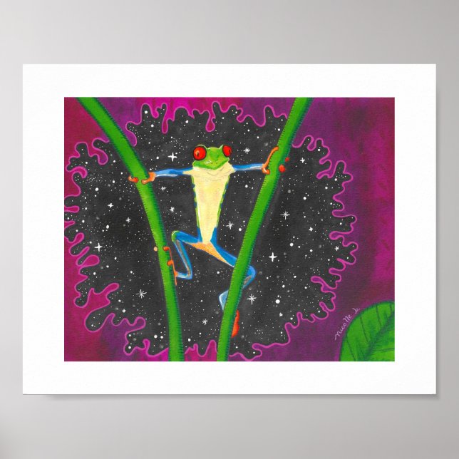 Red Eye Tree Frog In Space Poster (Front)