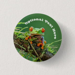 Red Eye Tree Frog on a branch 1 Inch Round Button