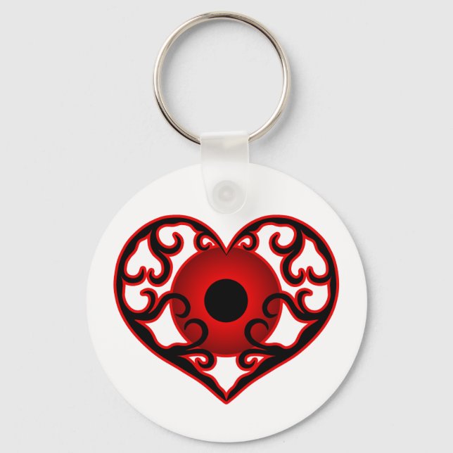Red eyeball in heart keychain (Front)
