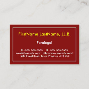 Red & Eyecatching Paralegal Business Card