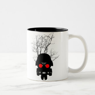Red Eyed Gas Mask Two-Tone Coffee Mug
