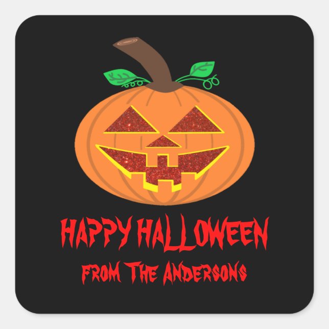 Red Eyed Halloween Pumpkin Stickers (Front)