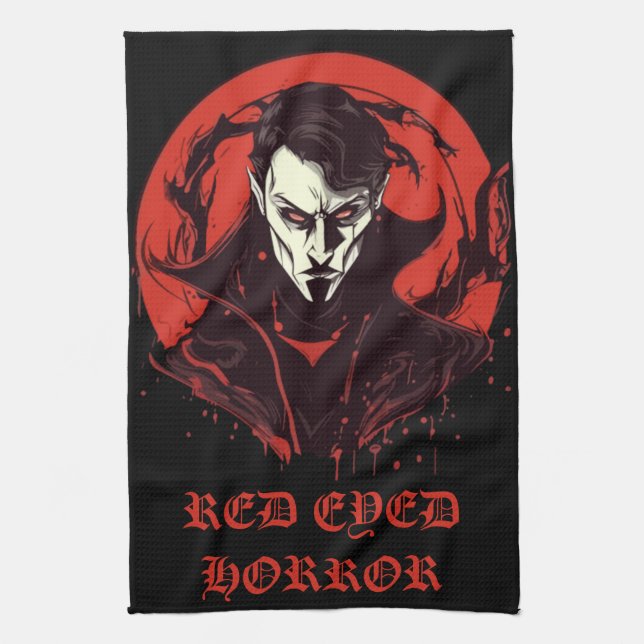 Red-Eyed Horror Kitchen Towel (Vertical)