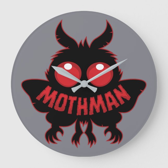 Red-Eyed Mystery Mothman Silhouette Large Clock (Front)