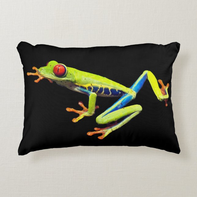 Red Eyed Painted Tree Frog  Accent Pillow (Front)