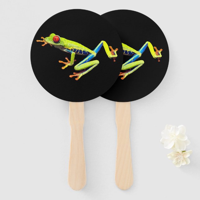 Red Eyed Painted Tree Frog  Hand Fan (Front and Back)