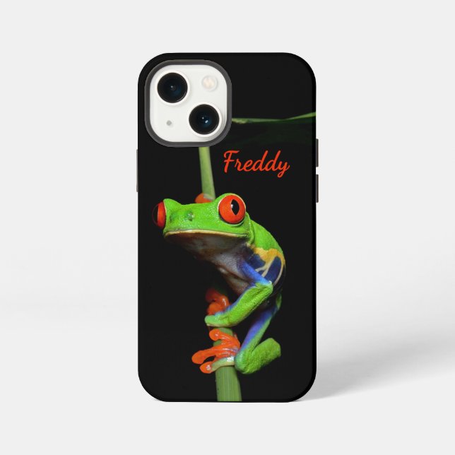 Red Eyed Painted Tree Frog Personal Name iPhone Case (Back)