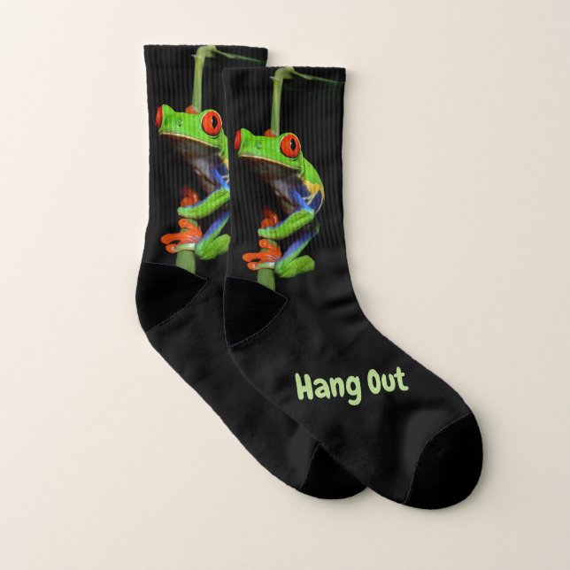 Red Eyed Painted Tree Frog Socks (Pair)