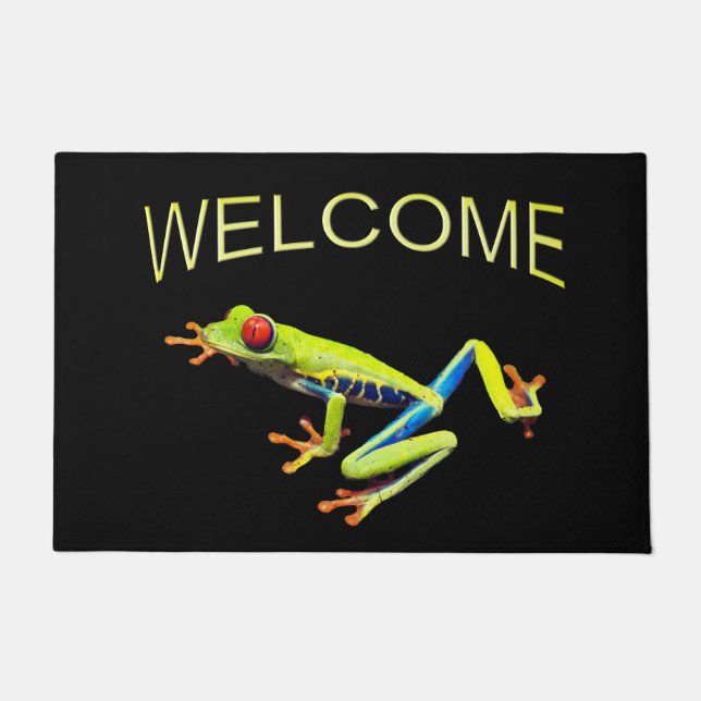 Red Eyed Painted Tree Frog Welcome Doormat (Front)
