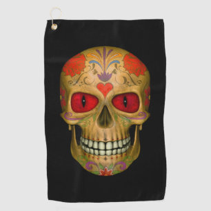 Red  Eyed Sugar Skull Zombie  Undead Golf Towels
