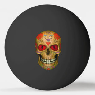 Red  Eyed Sugar Skull Zombie Undead Ping Pong Ball