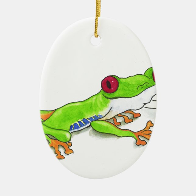 Red Eyed Tree Frog Ceramic Ornament (Front)
