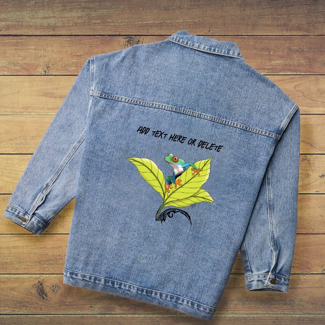 Red Eyed Tree Frog Green Leaves Lavender  Denim Jacket (Creator Uploaded)