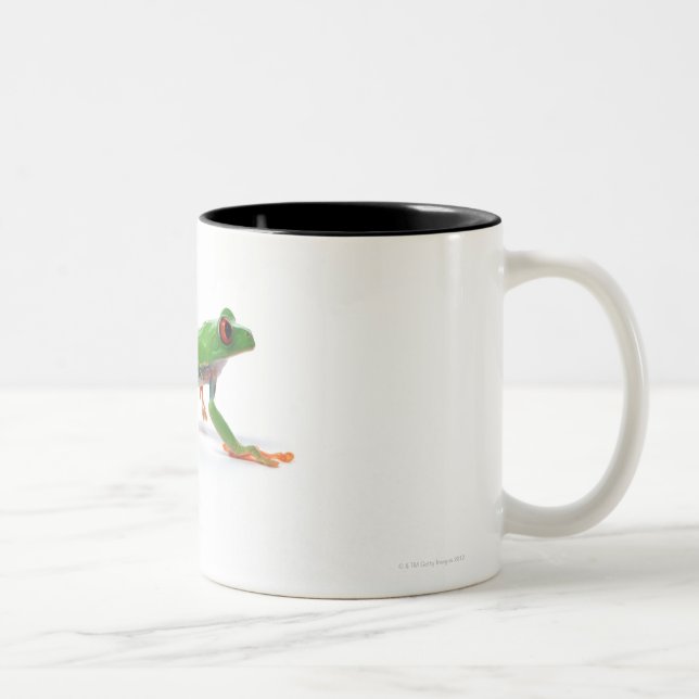 Red eyed tree frog walking Two-Tone coffee mug (Right)