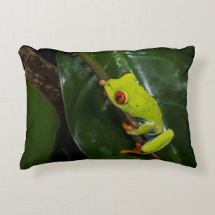 Red Eyes Frog On Stem Accent Pillow