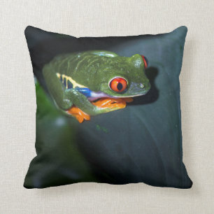 Red Eyes Frog Sitting Throw Pillow