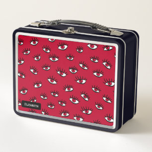 Red Eyes Pattern - Horror Gothic Aesthetic Metal Lunch Box