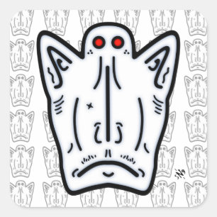 Red eyes pointy ears vampire-like creature v1.1 square sticker