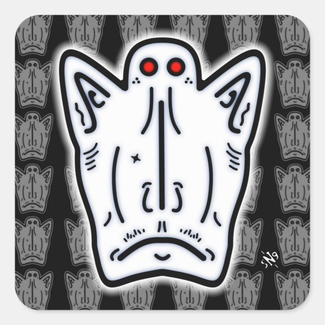 Red eyes pointy ears vampire-like creature v1.2 square sticker (Front)