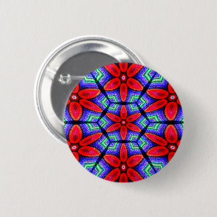 Red Fabrics Flowers Pattern 2 Inch Round Button