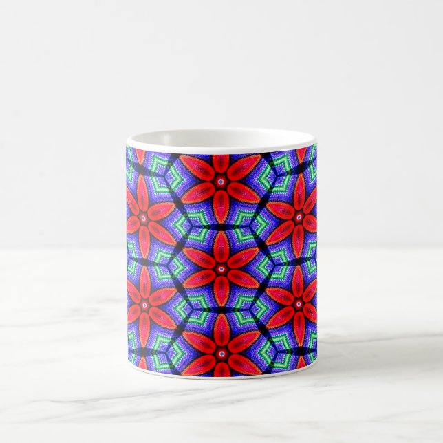 Red Fabrics Flowers Pattern Coffee Mug (Center)