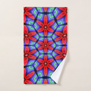 Red Fabrics Flowers Pattern Hand Towel