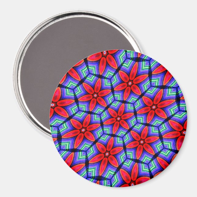 Red Fabrics Flowers Pattern Magnet (Front/Back)