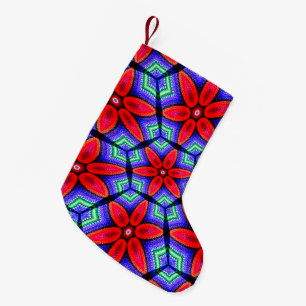 Red Fabrics Flowers Pattern Small Christmas Stocking