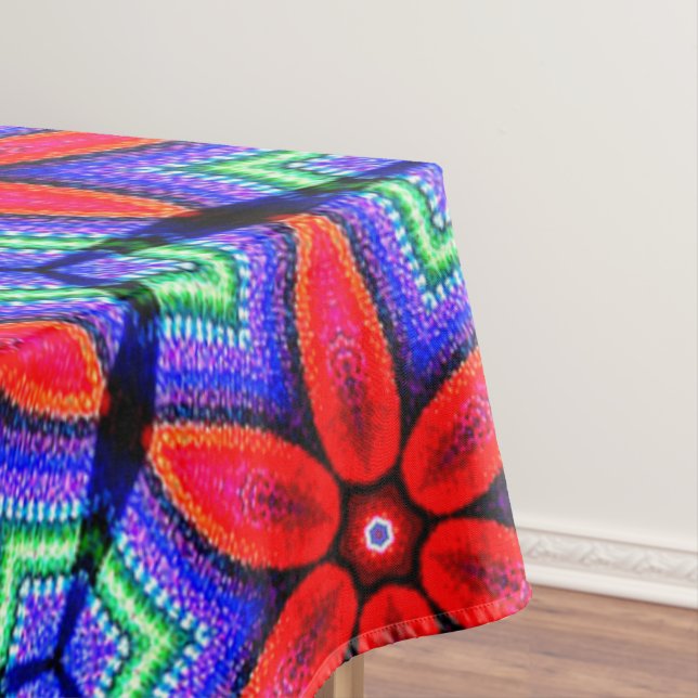 Red Fabrics Flowers Pattern Tablecloth (In Situ)