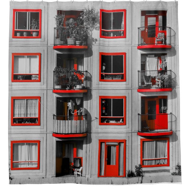 Red Facade Zuidoost Balcony Building Photography (Front)