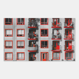Red Facade Zuidoost Balcony Building Photography Sticker