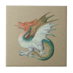 Red-Faced Dragon Small Ceramic Tile
