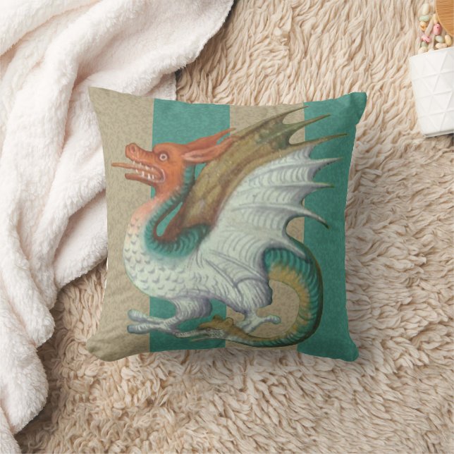 Red-Faced Dragon Throw Pillow (Blanket)