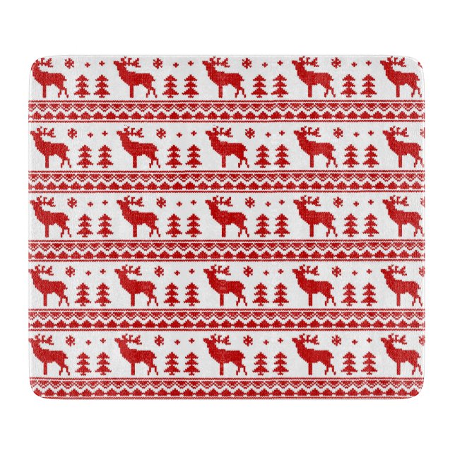 Red Fair Isle Christmas Cutting Board (Front)